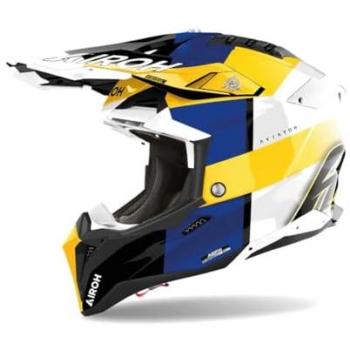 Casco de Moto Cross Airoh Aviator 3 Monarch Azul Amarillo Talla S