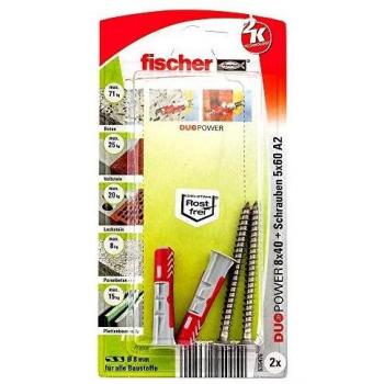 Taco DuoPower 8x40 mm A2 - Nylon para Muro, Cemento y Cartón Yeso (Kit de 2)
