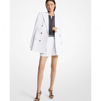 Michael Kors Women's Crepe Blazer with Shoulder Pads - White, Size S