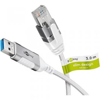 Cable Adaptador Ethernet USB-A 3.0 a RJ45, Slim, 3 m, Gigabit