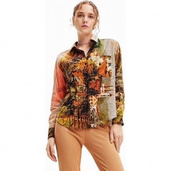 Camisa de Mujer Desigual con Paisaje Diseñado por M. Christian Lacroix - Estilo Exclusivo