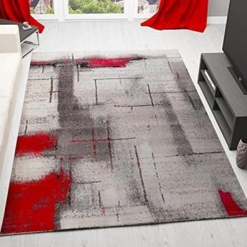 VIMODA orion7429 Modern - Alfombra, abstracto, melliert, Cuidado fácil, color rojo/gris, multicolor, 200 x 290 cm
