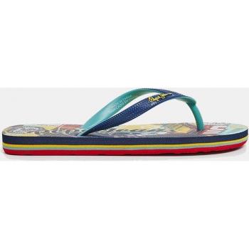Pepe Jeans - Chanclas Beach Party marino con diseño de logotipo para niños