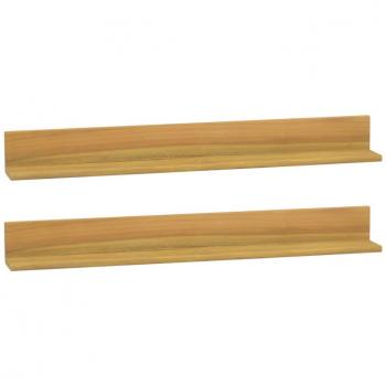 Teak Wood Wall Shelves Set of 2, 90x10x10 cm