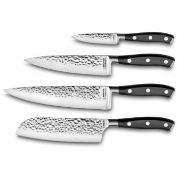 Set de 4 cuchillos de cocina Sabatier Trompette con bloque negro y acero inoxidable