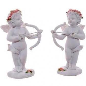 Cherubino Cupido con Arco e Freccia con Corona di Rose Rosa