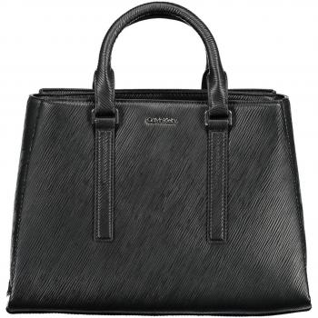 Calvin Klein Elegant Black Adjustable Strap Handbag with Contrasting Details
