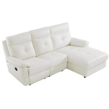 Sofá rinconera derecho reclinable de piel blanca VINETA
