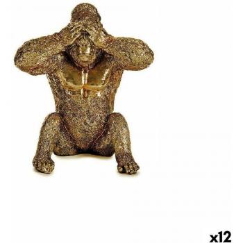 Figura Decorativa Gorila Dorado de Resina (9 x 18 x 17 cm)