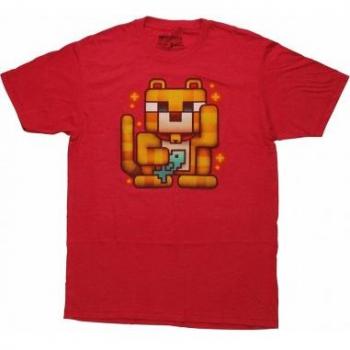 Camiseta Roja Minecraft Lucky Ocelot Talla XL