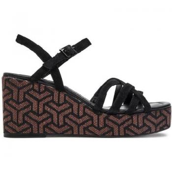 Sandalias con cuña Tamaris 1-28014-42 para mujer, puntera descubierta, color negro