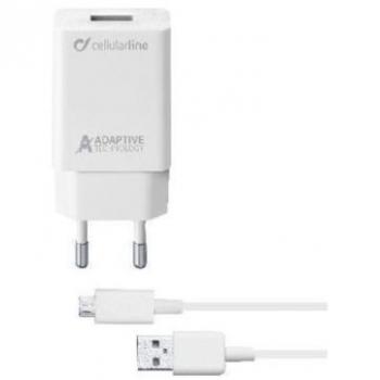 Cargador Rápido Adaptativo 15W con Cable Micro USB Blanco - CellularLine ACHSMKIT15WMUSBW