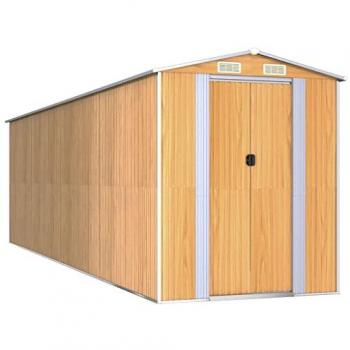 vidaXL Garden Shed Light Brown 192x689x223 cm Galvanised Steel