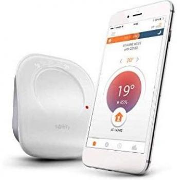 Termostato Conectado por Cable Somfy 2401498 - Compatible con Amazon Alexa y Google Assistant, Contacto Seco para Calefacción o Caldera Individual