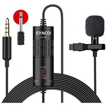 Synco lav s6 microfonosolapamicrofonolavaliercondensador omnidireccional 6m microfono de corbata compatible para camaras moviles grabadoras de audio mezcladores computador portatil pc z