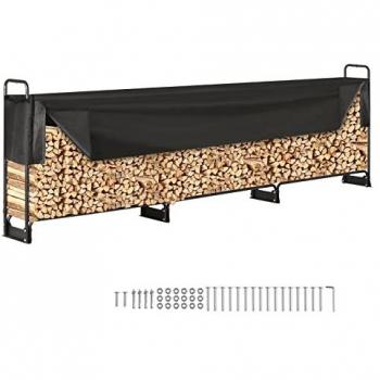 Estante de Leña Exterior de 12.7 Pies con Cubierta Impermeable Oxford 600D, Dimensiones 152x14.2x46.1 Pulgadas, Soporte Resistente para Chimenea y Patio