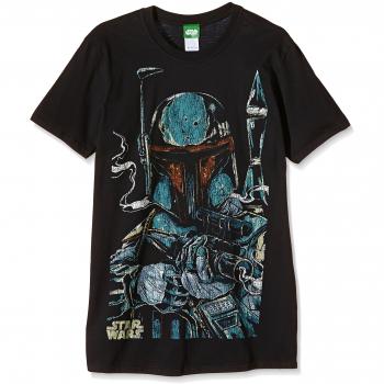 Bravado Star Wars-Boba Fett Sketch Camiseta, Negro