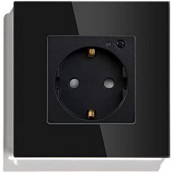 BSEED Enchufe de Pared WiFi,Schuko Enchufe inteligente Compatible con Alexa y Google Home,Control de APP y Función de Temporizador,protección de contacto,16A Enchufe de Pared Negro