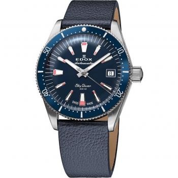 Edox Skydiver Automatic Women's Watch with Blue Dial and Extra Strap