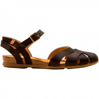 Sandalias planas de mujer El Naturalista en piel color negro