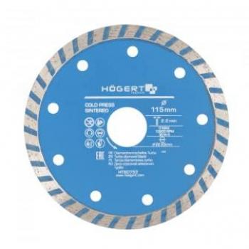 Disco de diamante Turbo Hogert 115x22,2 mm para cortar baldosas cerámicas y superficies de materiales de construcción
