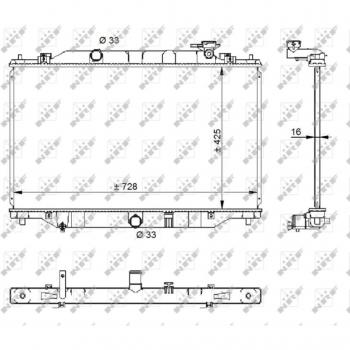 Radiador de Refrigeración del Motor NRF 59206, dimensiones 728mm x 425mm