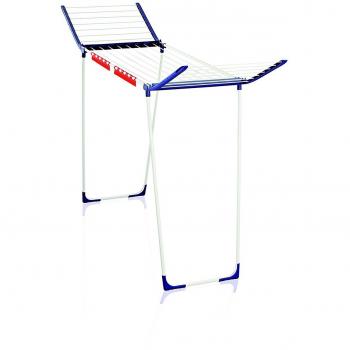 Leifheit Tendedero con alas Pegasus 180 Solid Maxx blau, tendedero de ropa plegable con altura XXL, tendedero exterior e interior para prendas largas