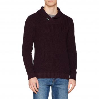 JACK & JONES Jcovincent Shawl Neck, suéter para Hombre, Rojo