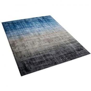 Alfombra moderna de viscosa gris y azul 140 x 200 cm efecto ombre Ercis