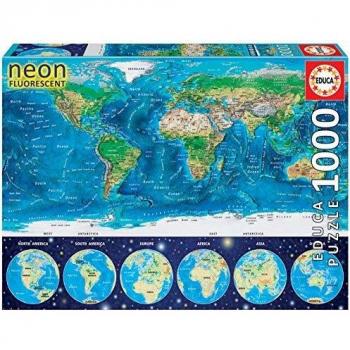 Educa Neon World Map 1000 Pieces Puzzle