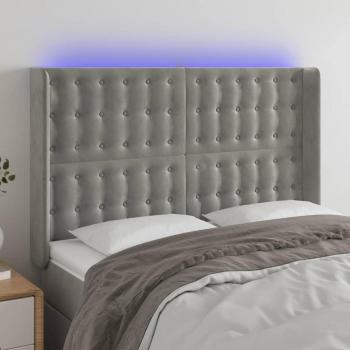 Cabecero LED de Terciopelo Gris Claro 147x16x118/128 cm
