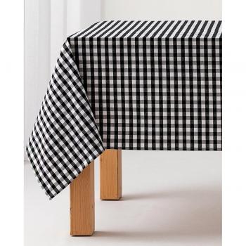 Mantel antimanchas cuadros vichy negro con tratamiento especial para una limpieza fácil y duradera
