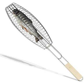 Parrilla Individual para Asar Pescado 51x12cm Sin Contacto con Carbón y Sin Migración de Metales Pesados