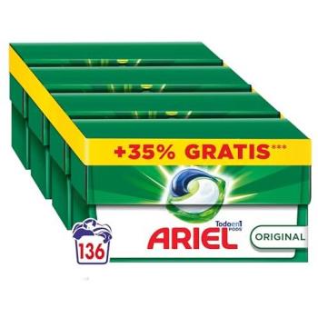 Detergente Líquido ARIEL Todo en 1 Pods 68 Cápsulas para Lavadora, Limpieza Brillante en Frío, 5 Acciones