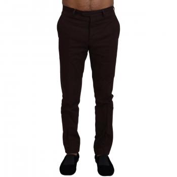 BENCIVENGA Brown Cotton Tapered Formal Men Pants - IT48 | M, Slim-fit Trousers, male, Size: M
