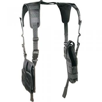 UTG Ambidextrous Vertical Shoulder Holster for MP5/Uzi - Synthetic Black PVC-H175B