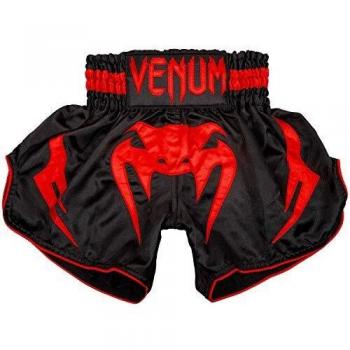 VENUM Muay Thai - Pantalón Corto Infantil, Color Negro y Rojo