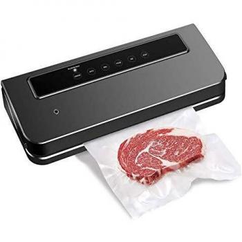 Envasadora al Vacío 6 en 1 Doméstico Máquina Selladora al Vacío de Preservación Alimentos Modos Seco y Húmedo con 30 Bolsas Vacío y Tubo Vacío para Uso Carne Pescado Frutas y Verduras