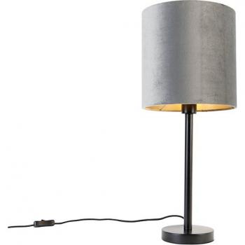 Lámpara de mesa moderna negra con pantalla gris 25 cm - Simplo