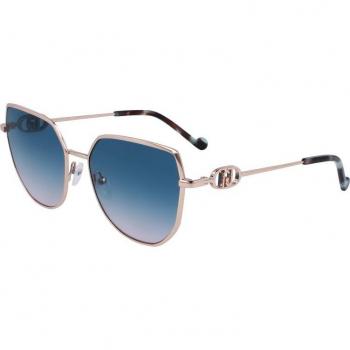 Liu Jo Lj154s Col. 771 Geometric Gold Sunglasses for Women, Size: 57 MM, Blush Gold/Blue Shaded