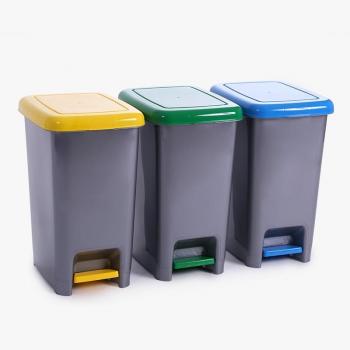Papelera con Pedal Recycling Plástico (3 Piezas)