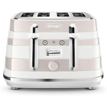 Tostadora De'Longhi Avvolta Class 4 Rebanadas con Control de Dorado y Funciones de Descongelar y Calentar 1800W - Blanca
