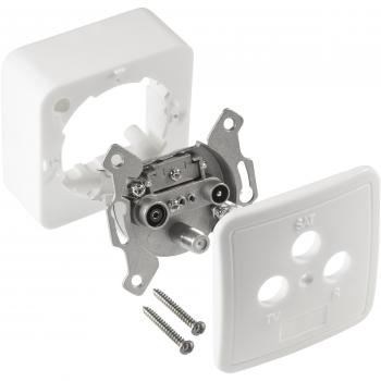 Poppstar 1x Toma TV Sat (Toma Antena TV Pared de 3 Salidas), la Toma Final para Cable coaxial (Digital/analógico), Apto para Superficie o Caja de Mecanismo