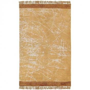Alfombra de Viscosa Naranja Blanco 160 x 230 cm Algodón Flecos Moderno Hanli