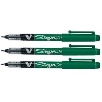PILOT-Lote de 3 rotuladores de fieltro V Sign Pen Pte mediano, color verde