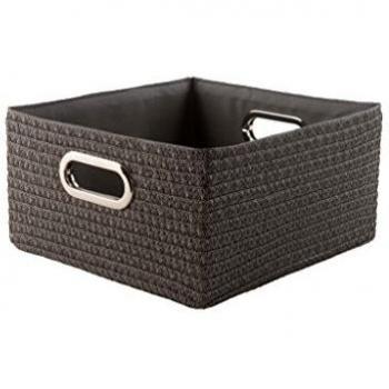 Compactor Cesta con asas metálicas, Modelo Poly, Color gris, Fabricada en polipropileno, Tamaño 32 x 30 x 16 cm, RAN6112