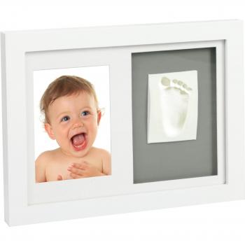 Premium Baby Huella de Pie y huella de mano Set – lufttrocknend – Marco de fotos de madera – Contiene 3 colores de fondo