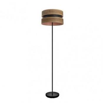 Lámpara de Pie Colet Elegante Diseño Negro y Madera Oscura 160x40x40 Cm