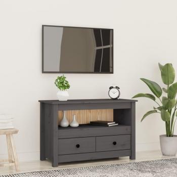 Mueble para TV de madera maciza de pino 79x35x52 cm, Mueble de salón, Mesa de TV, color gris