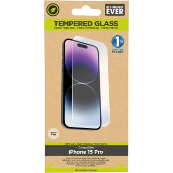 Muvit Protector Pantalla Cristal Templado Plano Recycletek para iPhone 15 Pro